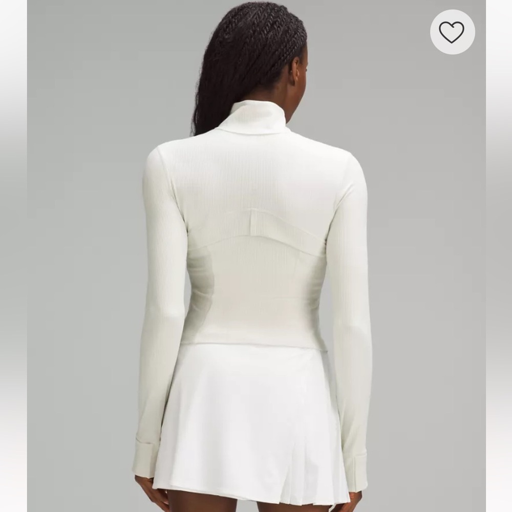 Lululemon Cropped Define Jacket zip up Ribbed Nulu Shine Off white 12 L - Picture 4 of 15